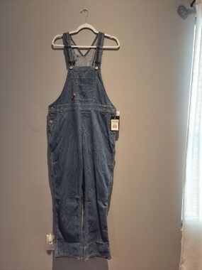 Womens Dickies Relaxed Fit Denim Overalls - Blue
